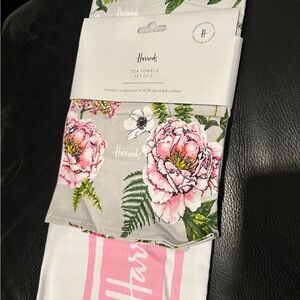 Harrods Pink and Green Floral Fabric Tea Towels
Set of 2